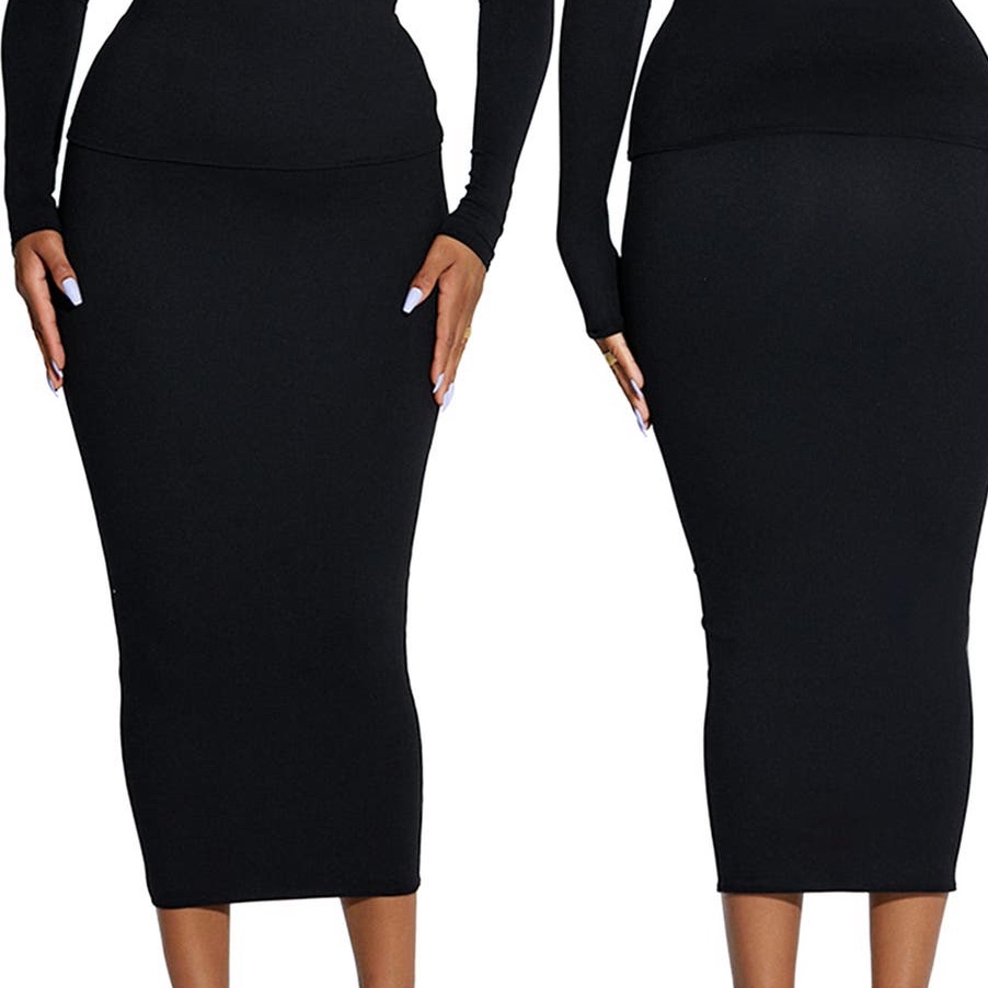 Naked Wardrobe This Way Microsuede Midi Skirt Black, Size X-Small
